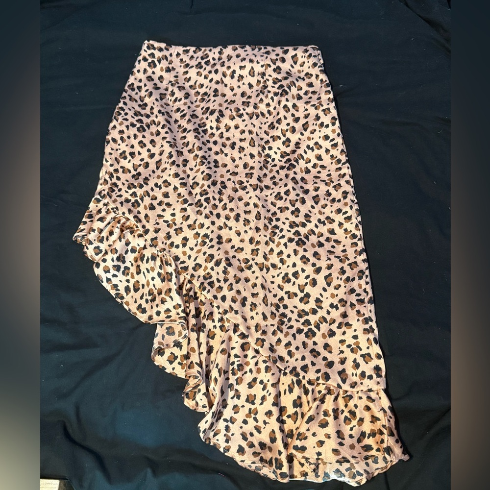 ✨ NAADAA Leopard Asymmetrical Ruffle Skirt - Tan & Black ✨ SALE 3 for $15!